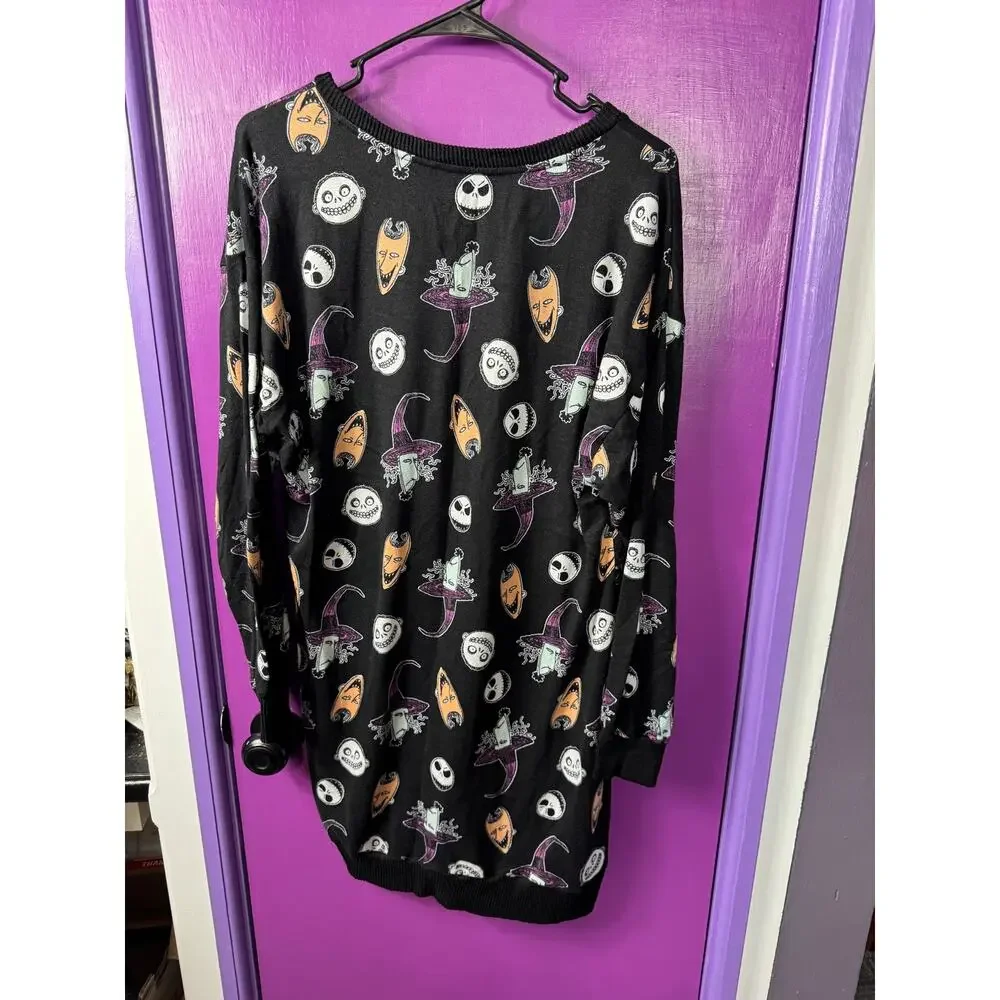 Disney Tim Burton’s The Nightmare Before Christmas High Low Sleep Shirt Blk Sz M - Picture 8 of 8